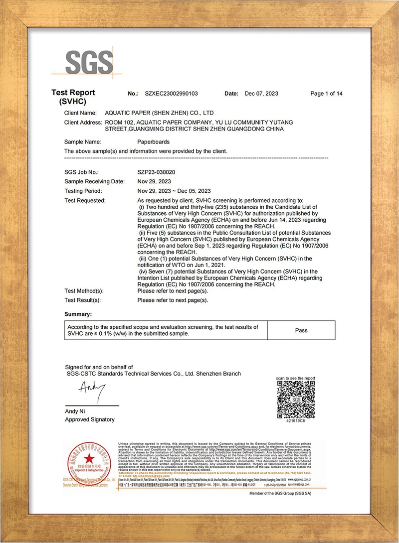 Cardboard SVHC report