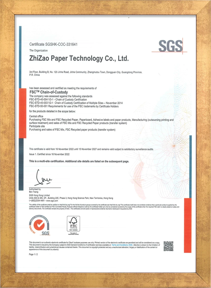 Zhizao FSC certificate