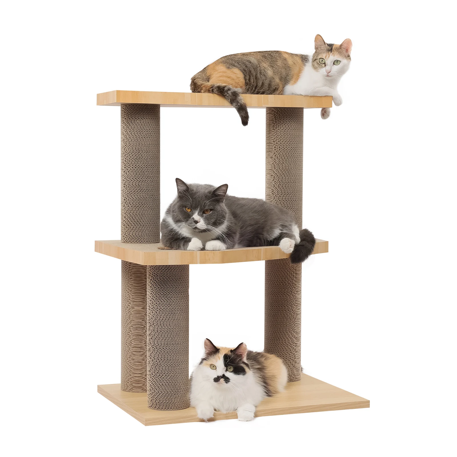 CT10 Multi-Level Corrugated Cardboard Cat Tree with Scratching Post