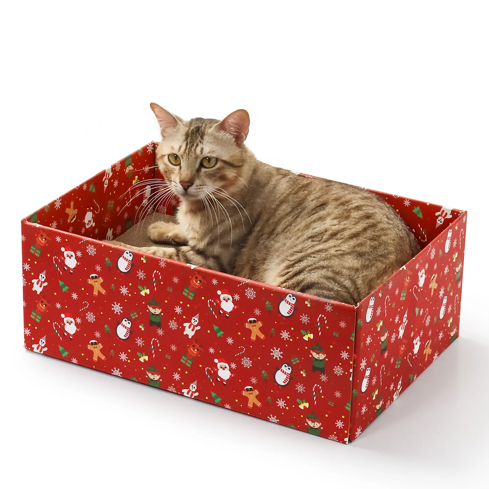 christmas box cat bed christmas corrugated cardboard cat bed view 07 01