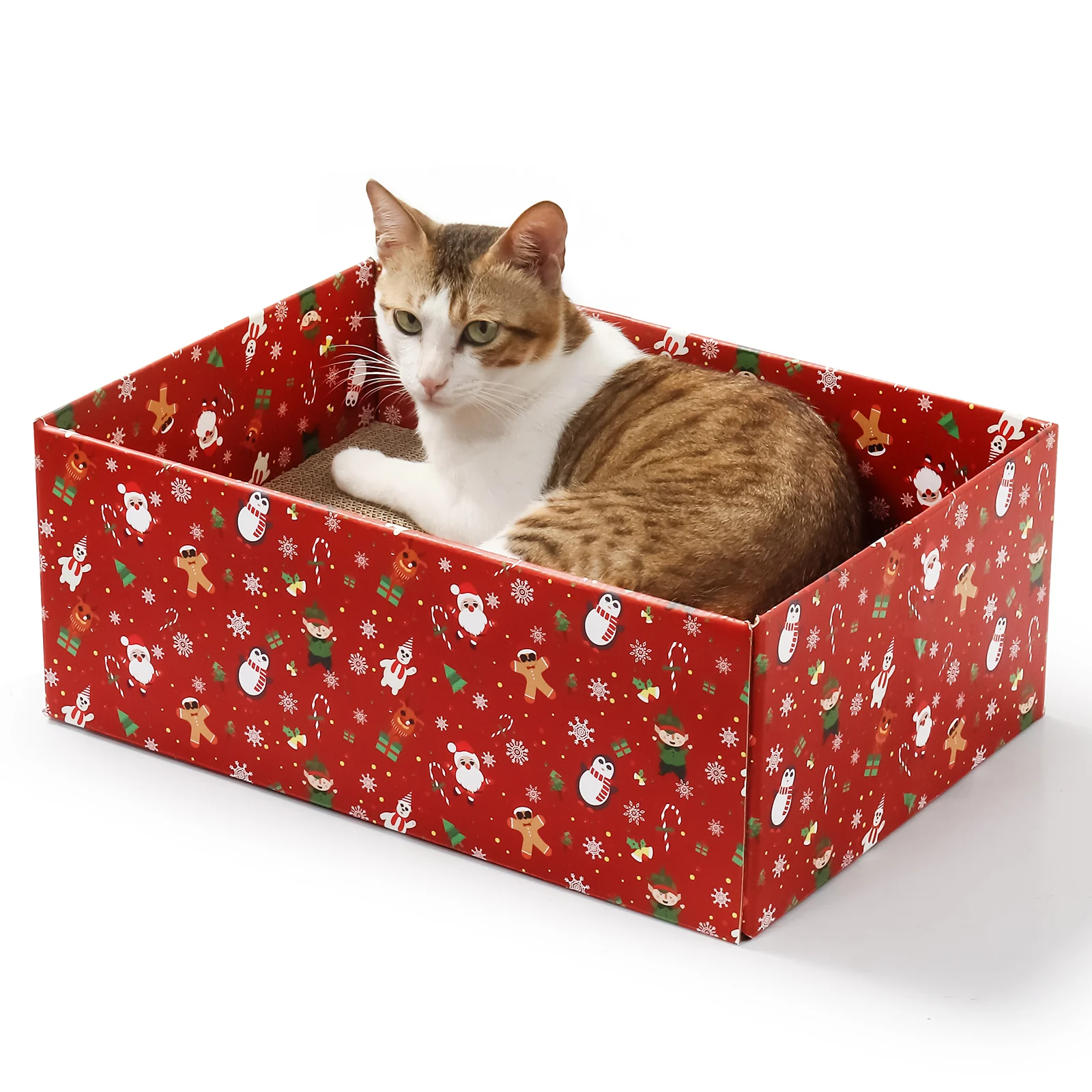 christmas box cat bed christmas corrugated cardboard cat bed view 08 01