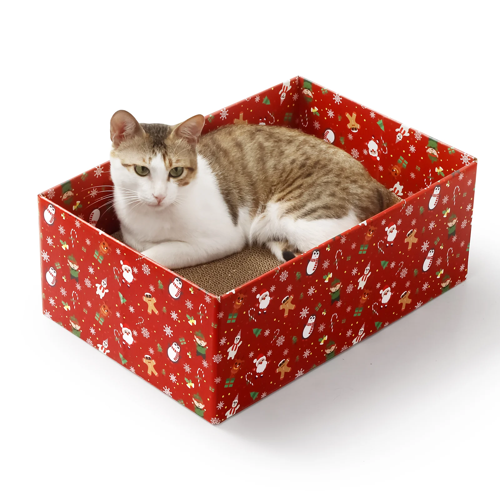 KB55 Foldable Christmas Corrugated Cardboard Cat Scratcher Box
