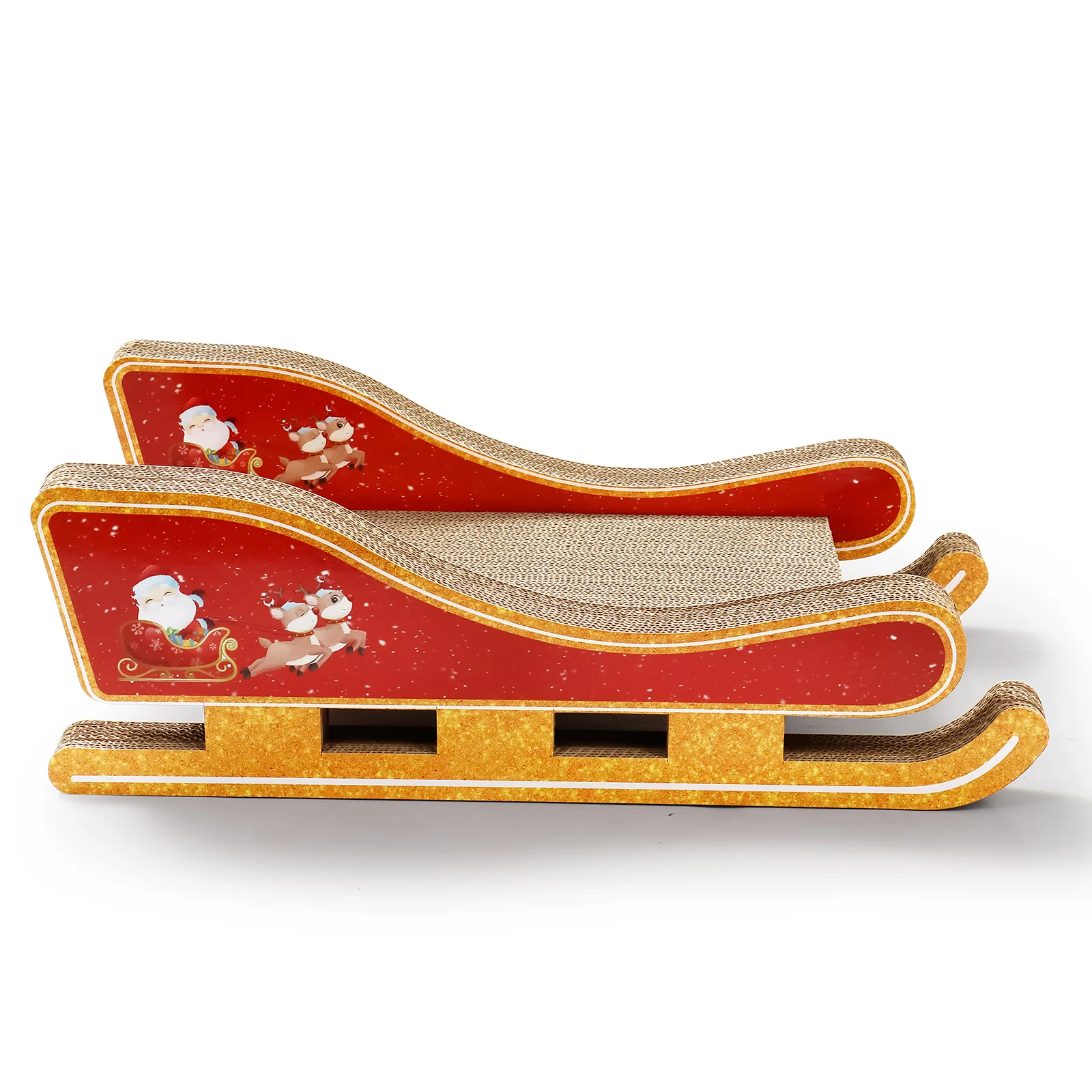 christmas sleigh scratcher christmas corrugated cardboard cat scratcher view 04 01