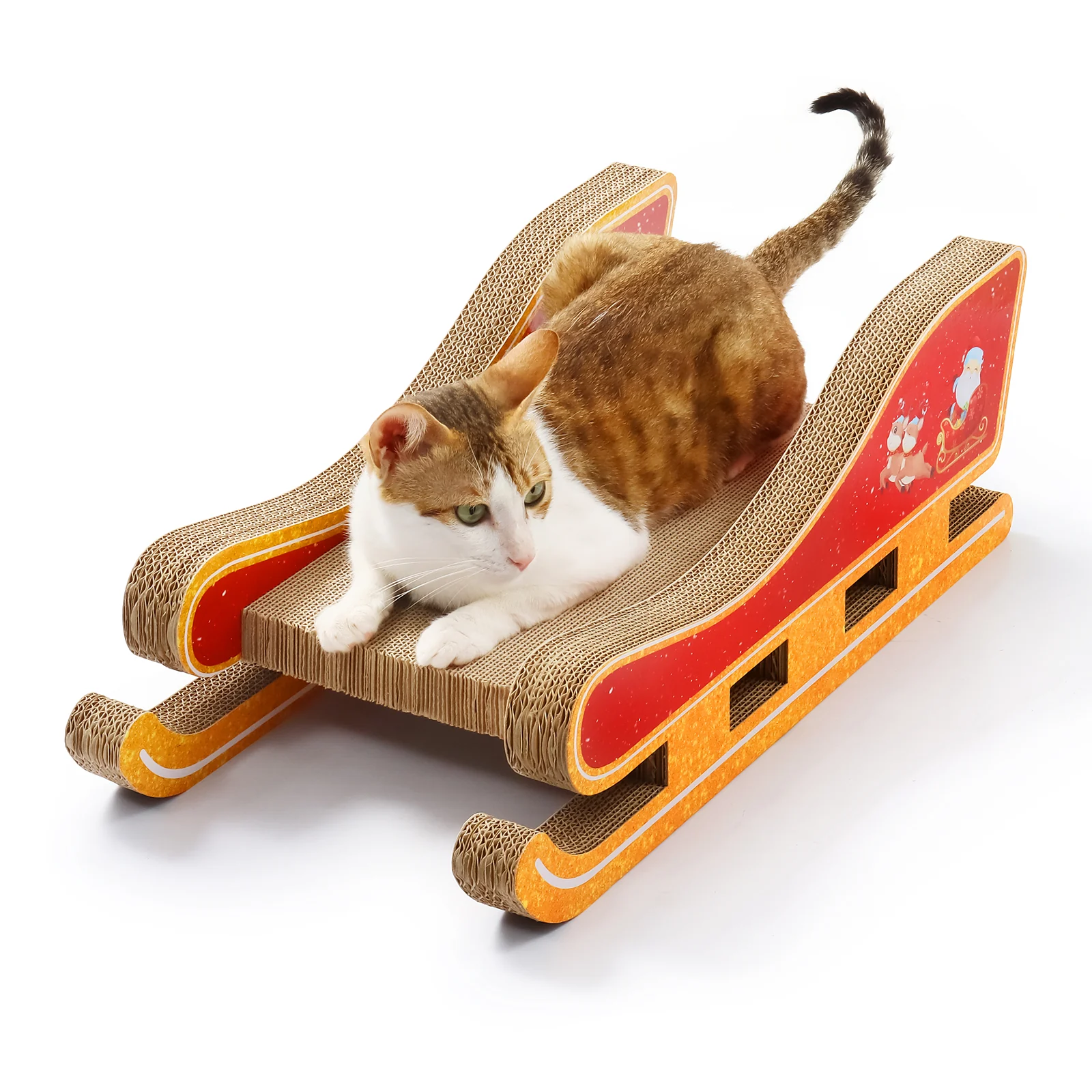 christmas sleigh scratcher christmas corrugated cardboard cat scratcher view 08 01