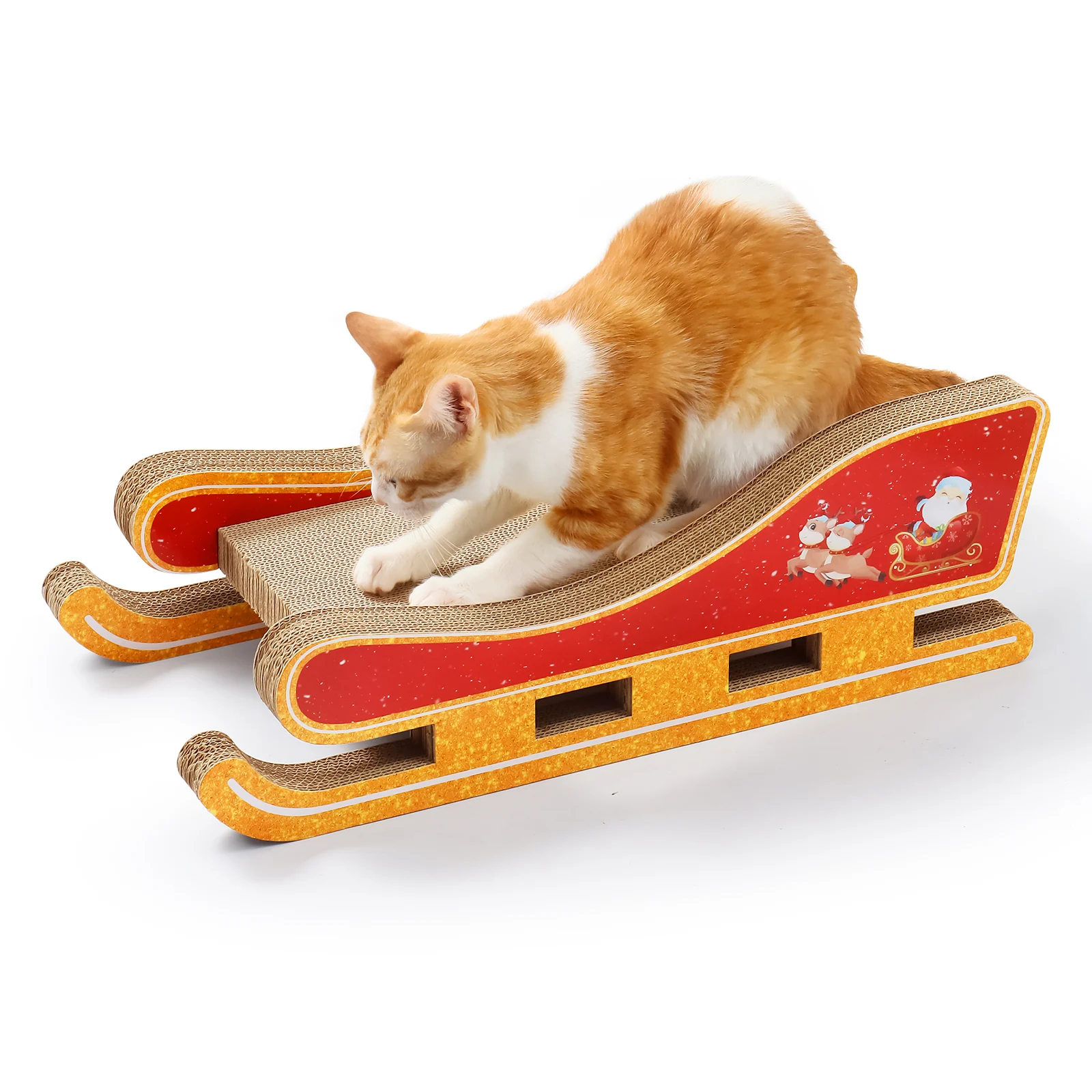 christmas sleigh scratcher christmas corrugated cardboard cat scratcher view 09 01