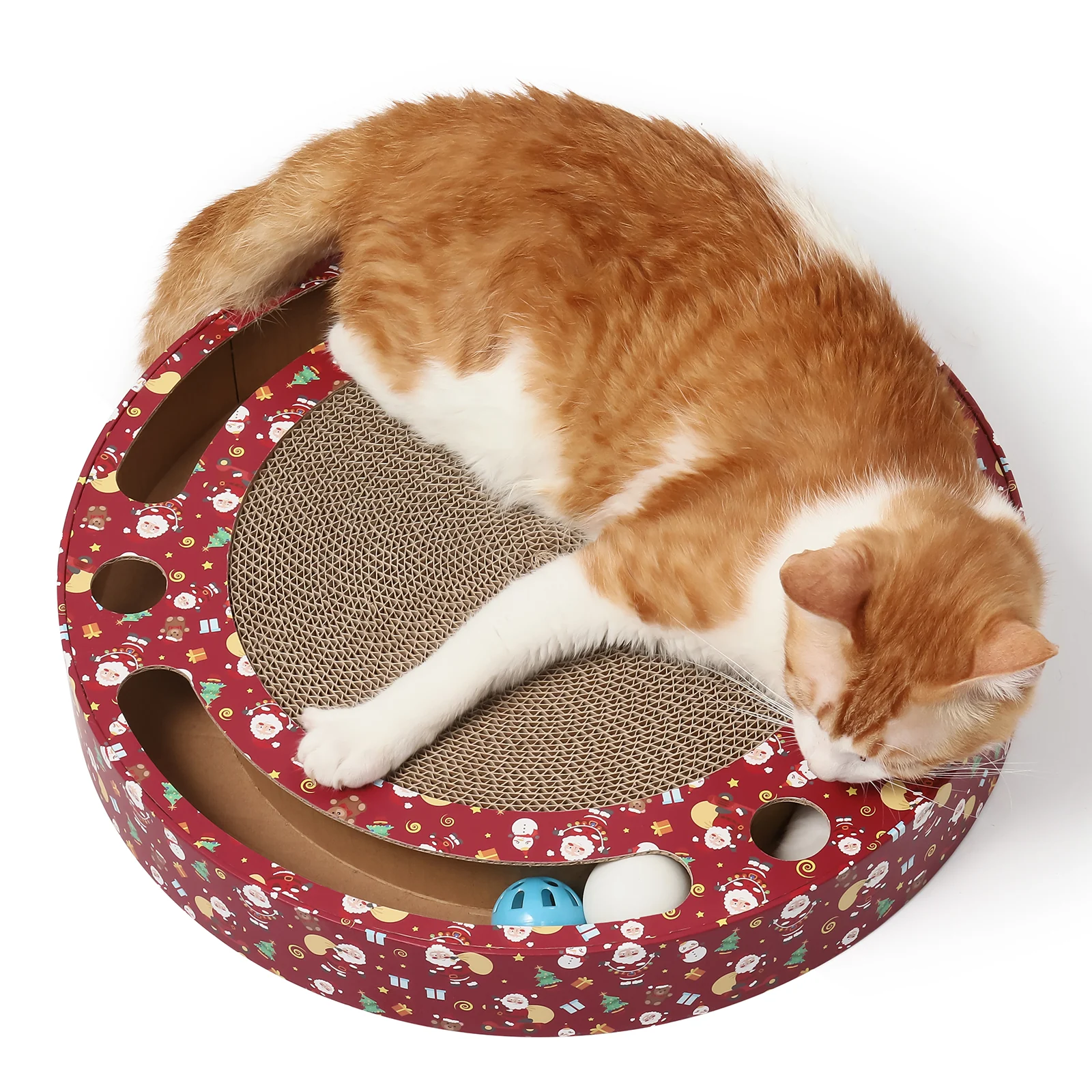 round ball track scratcher interactive corrugated cardboard cat scratcher view 04 01