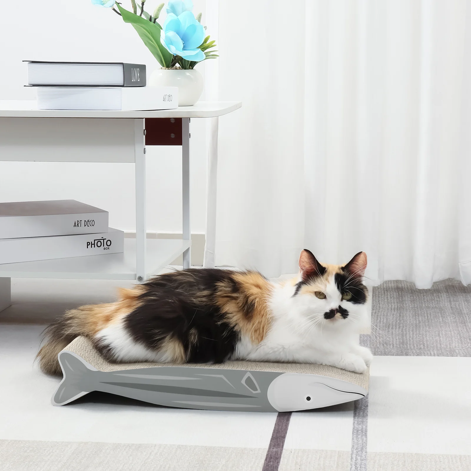 KB13 Sea Bass Cat Scratching Board with Multi-Surface Design
