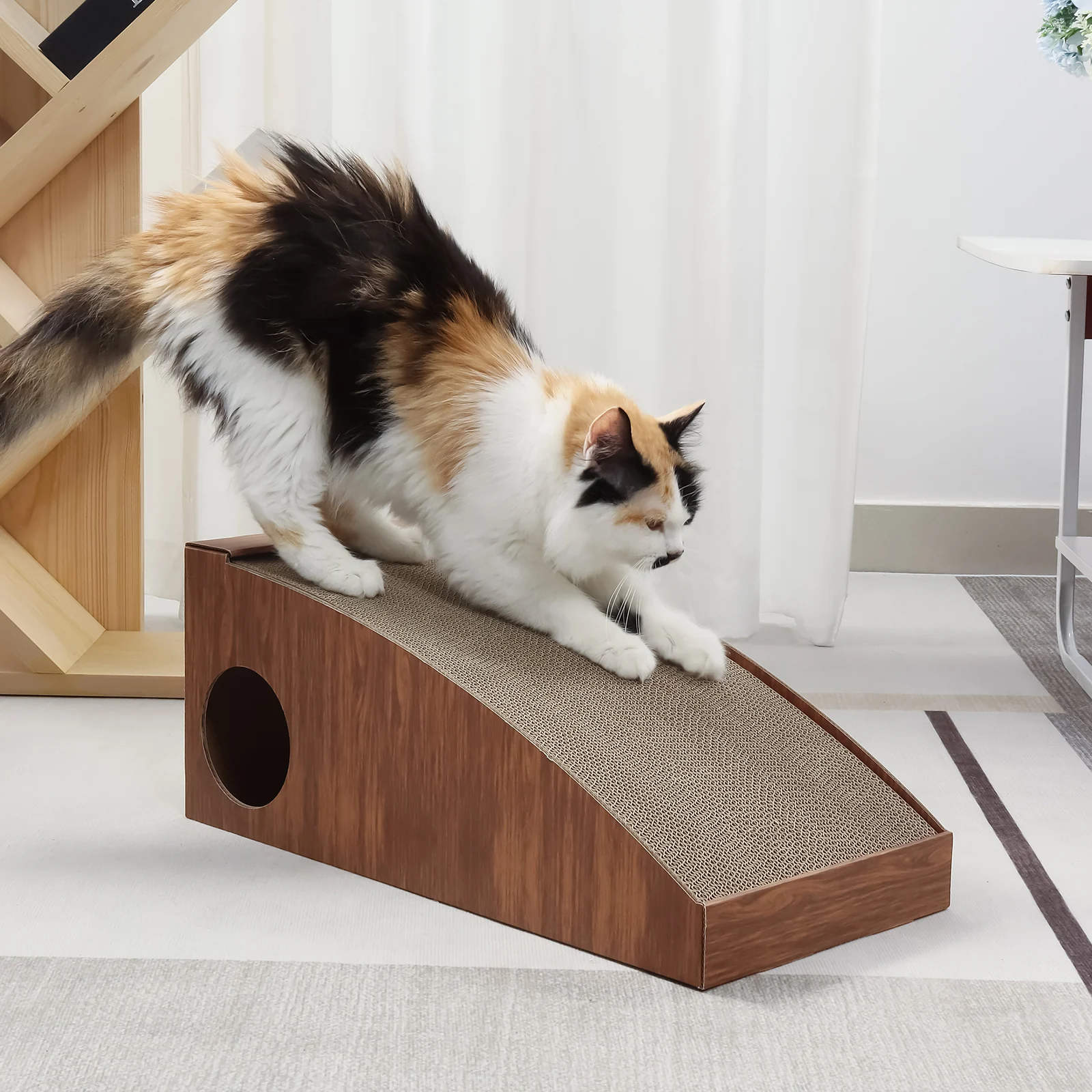 KB18 Foldable Arch Bridge Cat Scratcher and Tunnel Bed for Cats