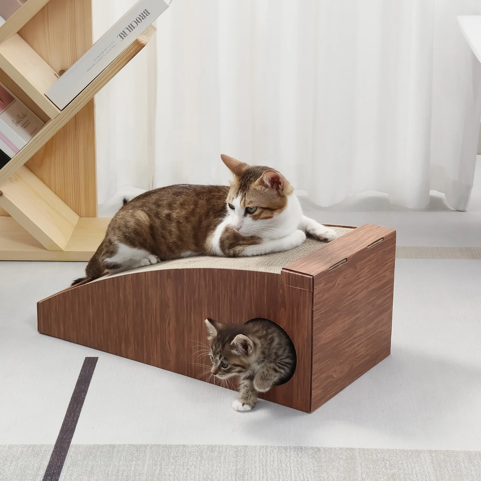 triangle arch cat scratcher corrugated cardboard cat scratcher view 06 01