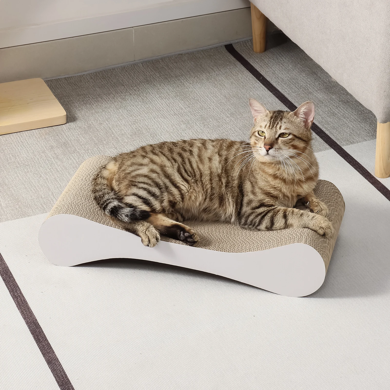 KB21 Bone-Shaped Corrugated Cardboard Cat Scratching Board for Resting and Stretching