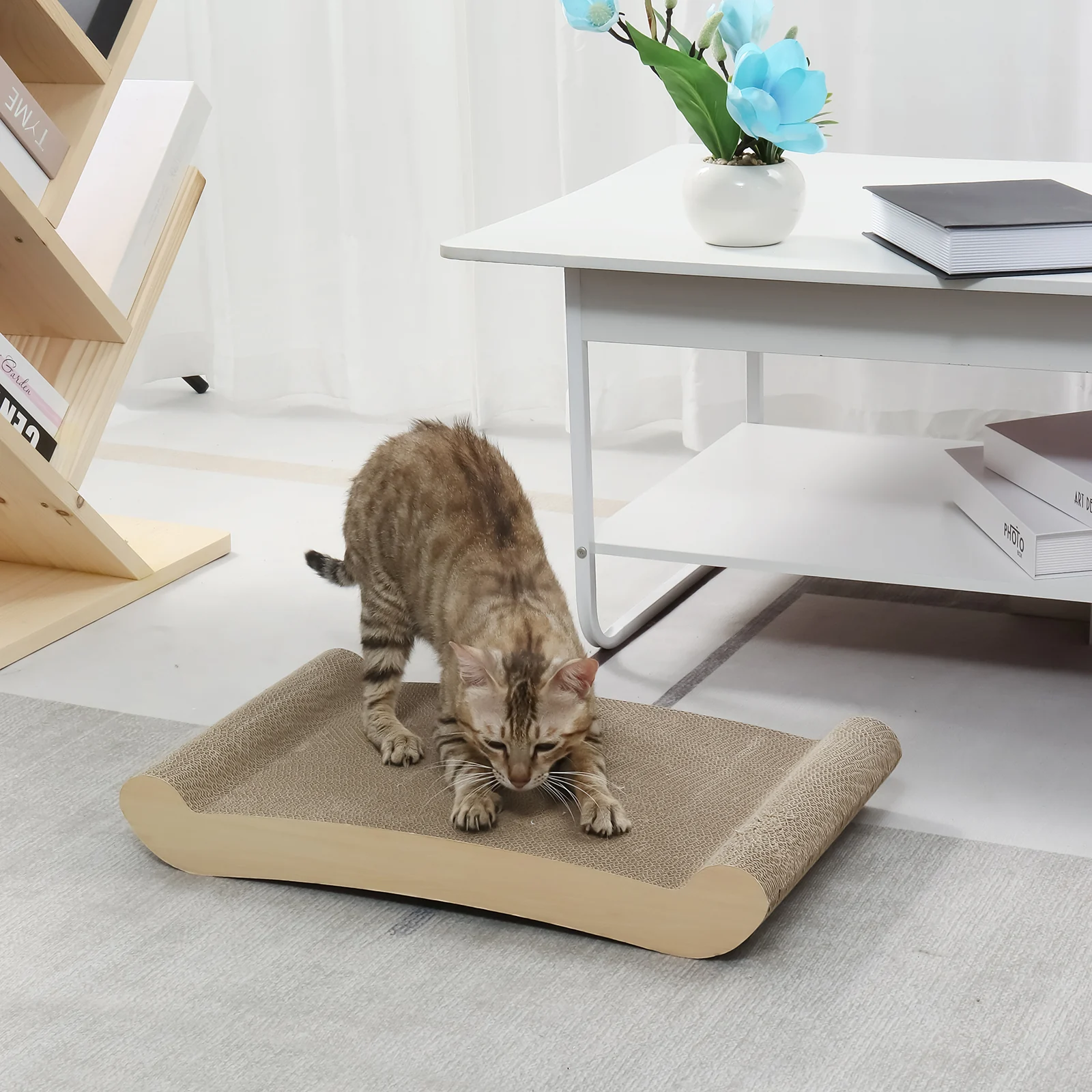 flat cat scratcher corrugated cardboard cat scratcher view 02 01
