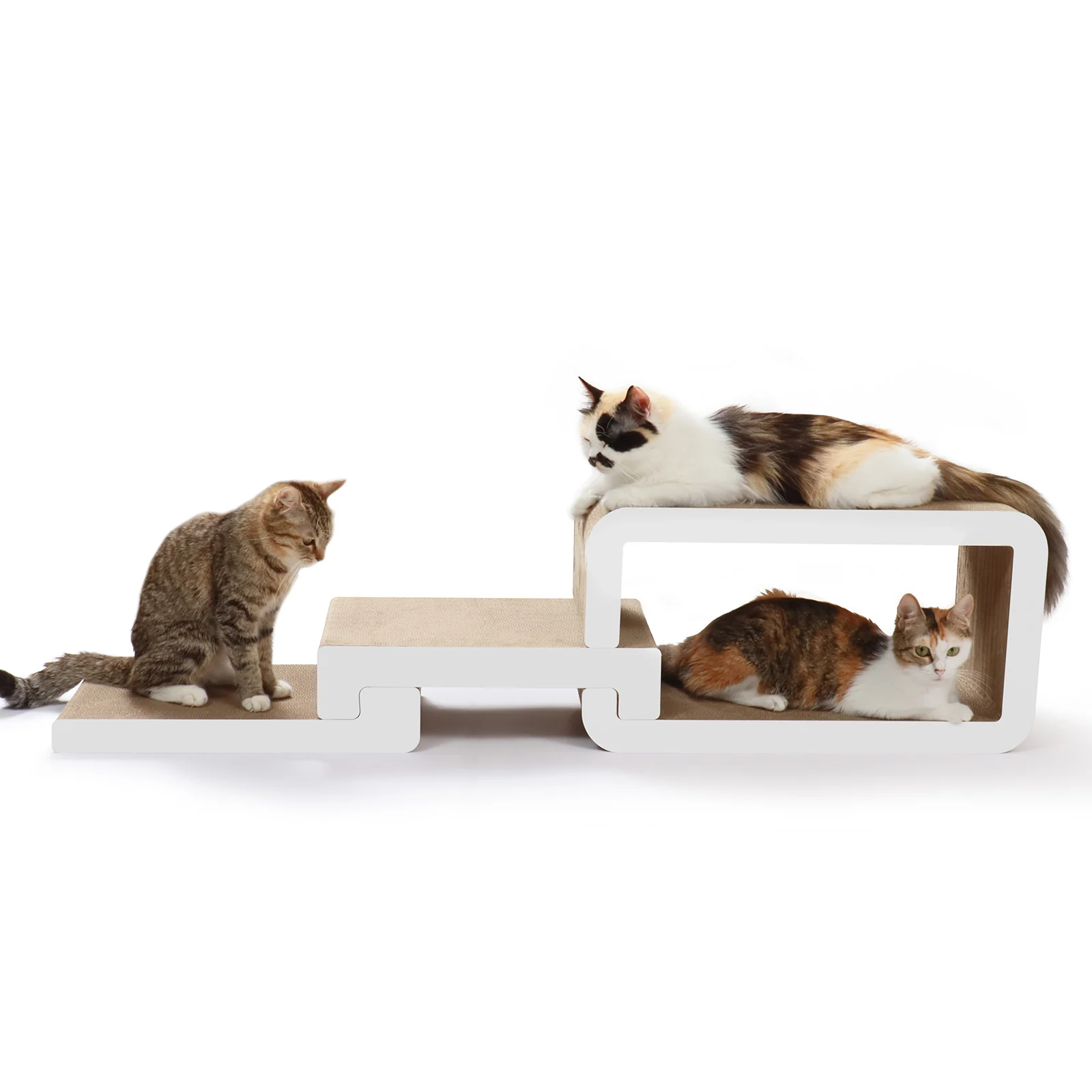 KC16 Ladder-shaped 3-in-1 Corrugated Cardboard Cat Scratcher Set for Cats