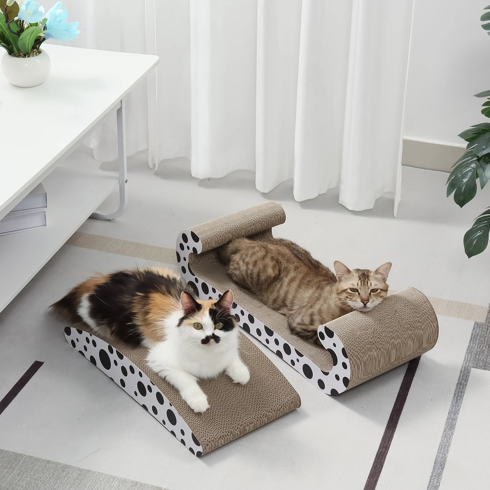 KC17 2-in-1 Detachable Corrugated Cardboard Cat Bed and Scratcher Set