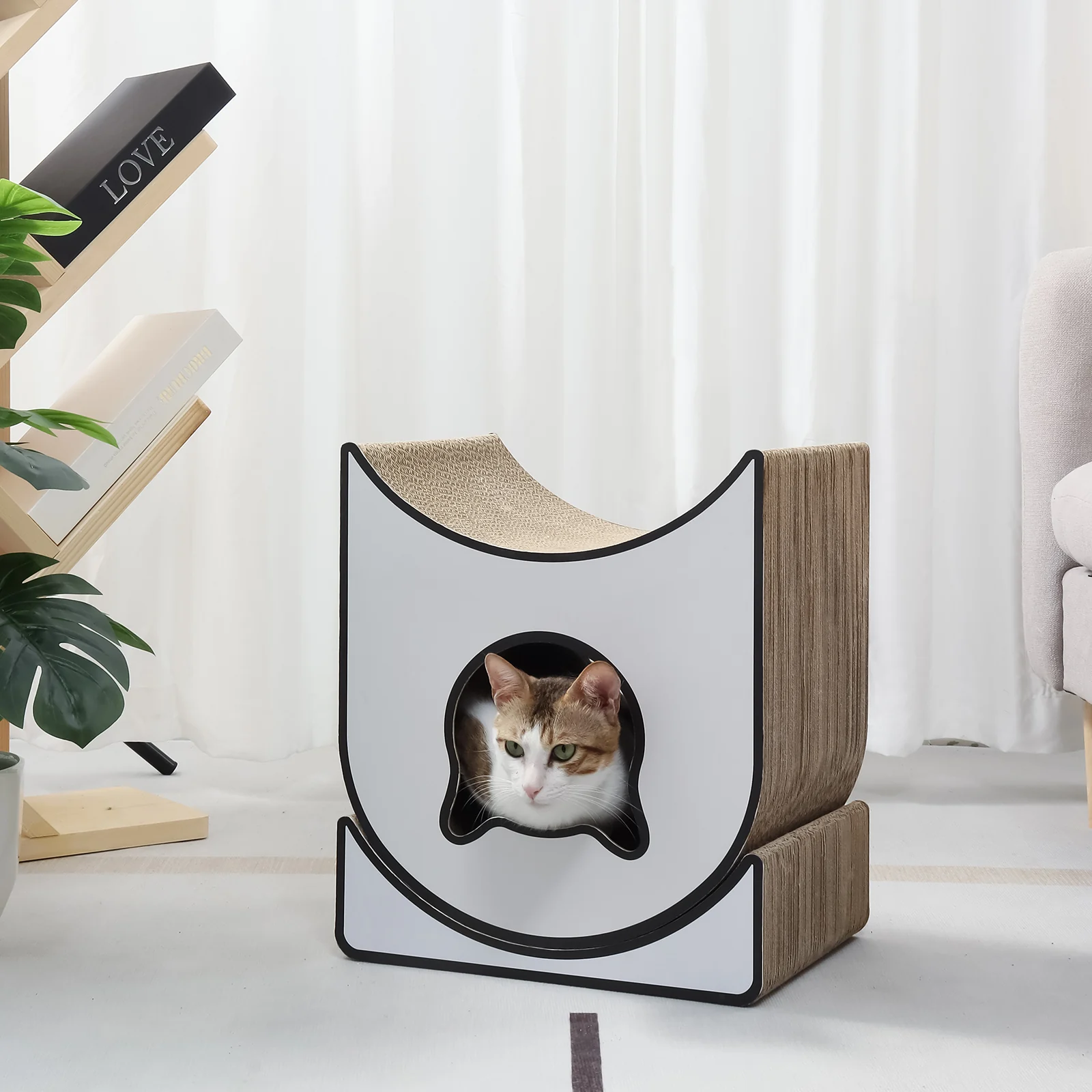tree hollow cat house corrugated cardboard cat house view 02 01