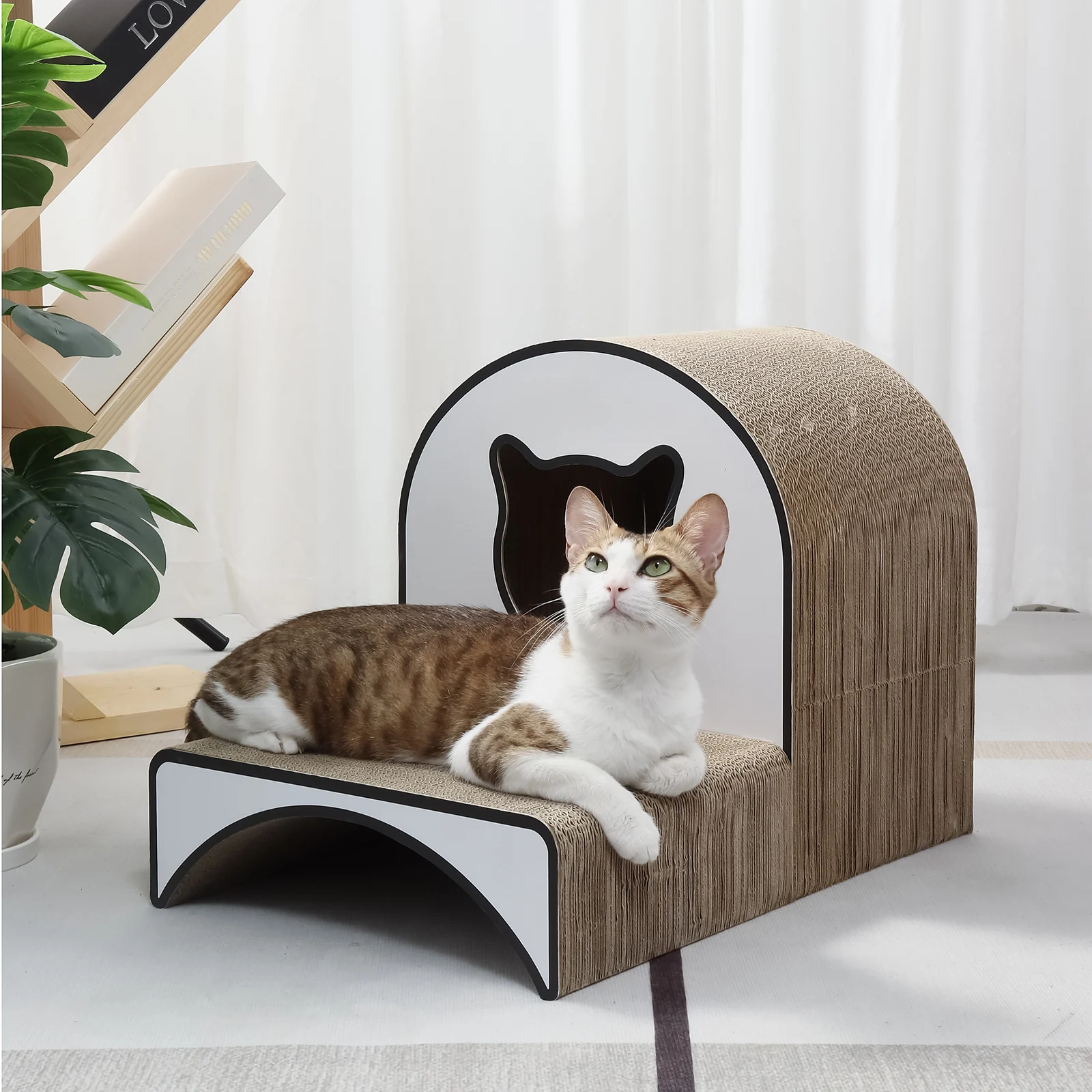 tree hollow cat house corrugated cardboard cat house view 03 01