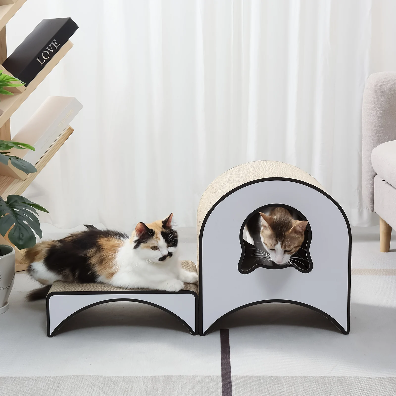 tree hollow cat house corrugated cardboard cat house view 04 01