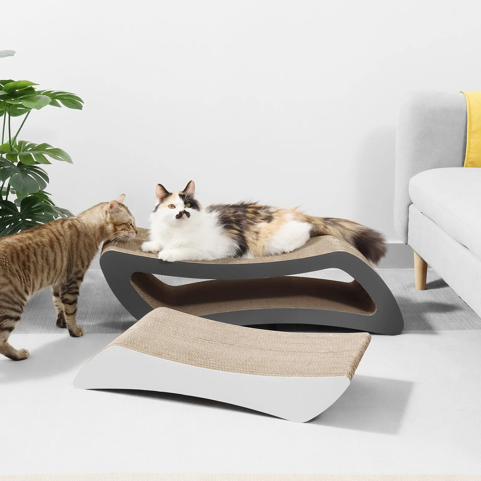 KC30 2-in-1 Extra-Long Corrugated Cardboard Cat Bed and Scratcher for Multiple Cats