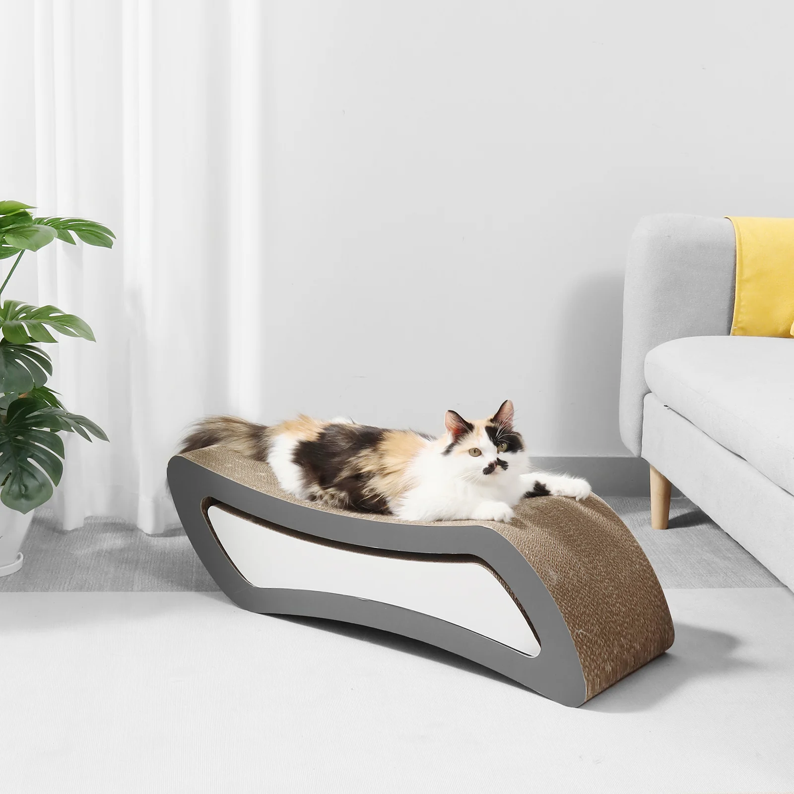 long cat bed corrugated cardboard cat bed view 02 01