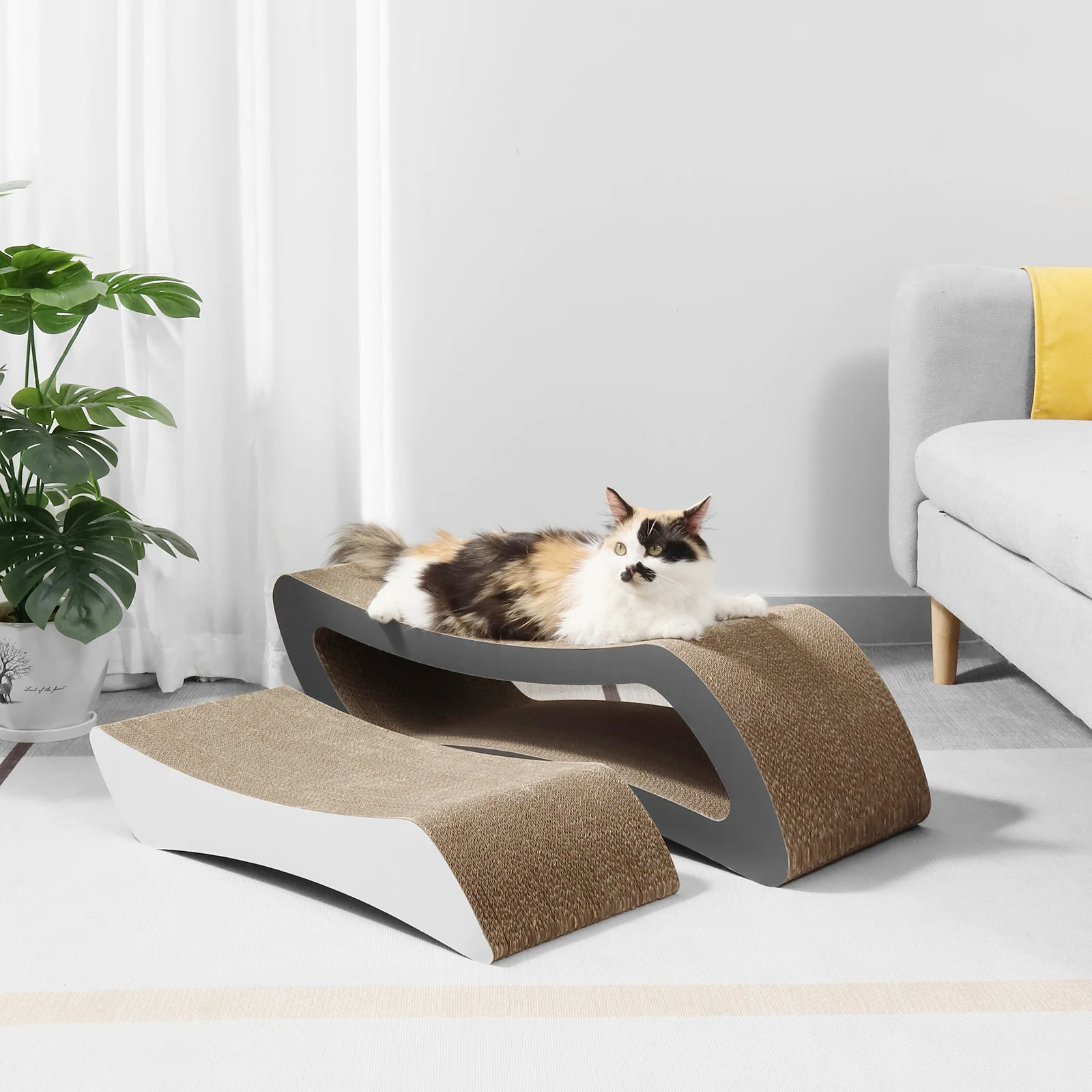 long cat bed corrugated cardboard cat bed view 04 01