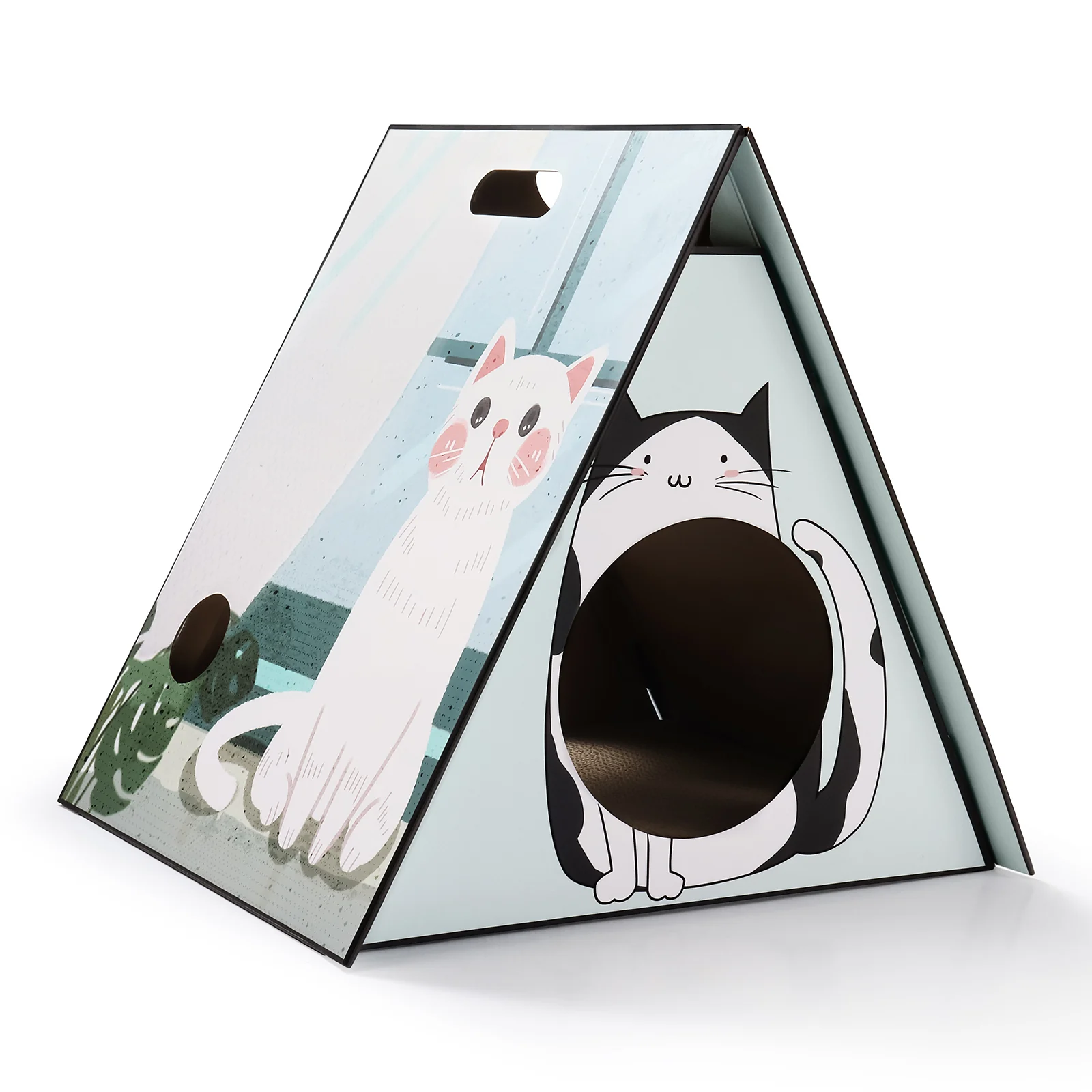 triangle cat tent corrugated cardboard cat tent view 04 01