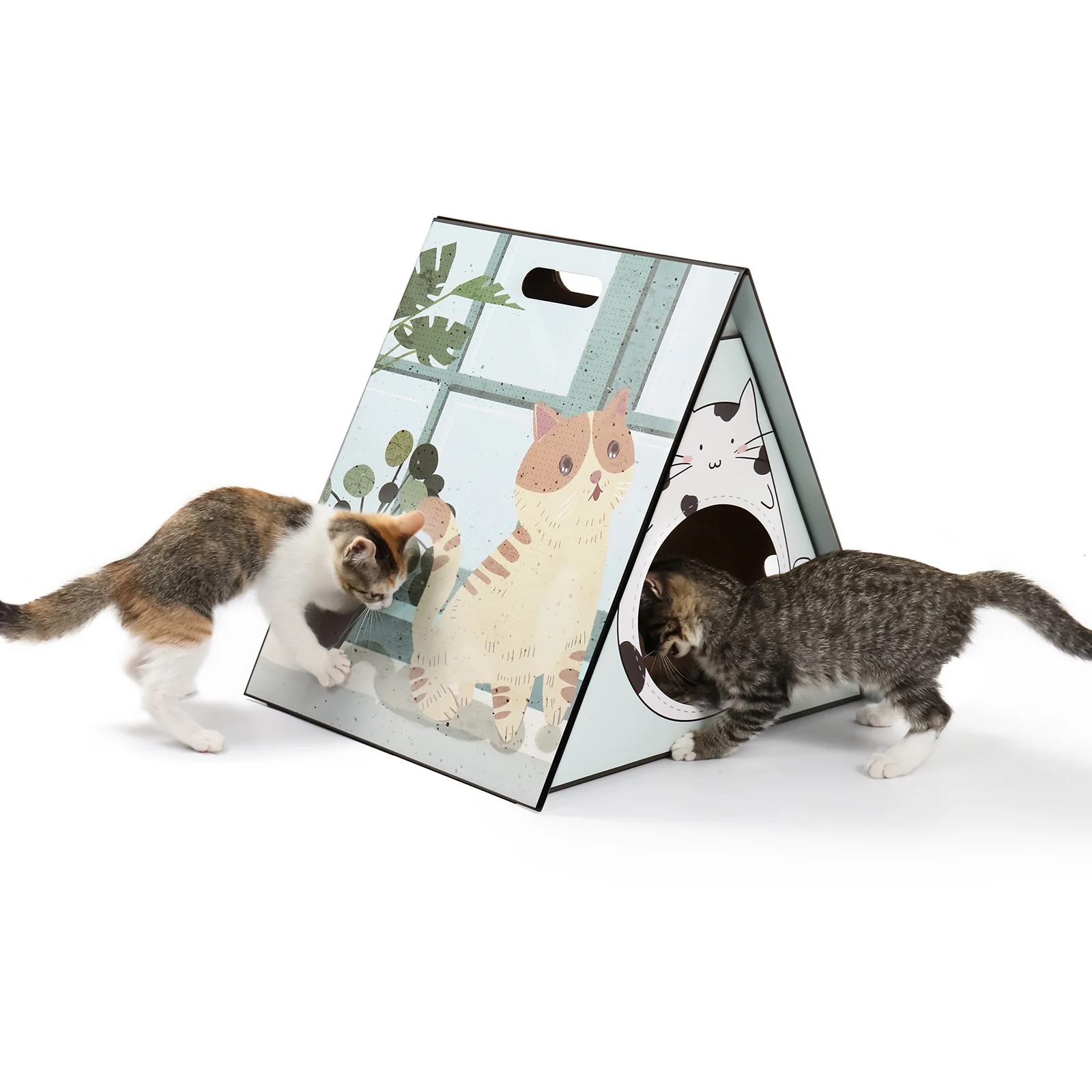 triangle cat tent corrugated cardboard cat tent view 08 01