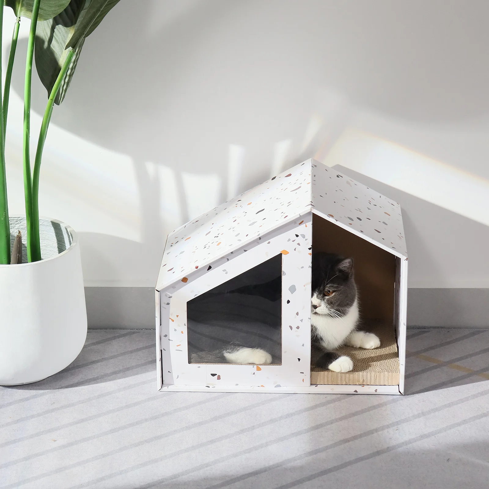 window cat house corrugated cardboard cat house view 09 01