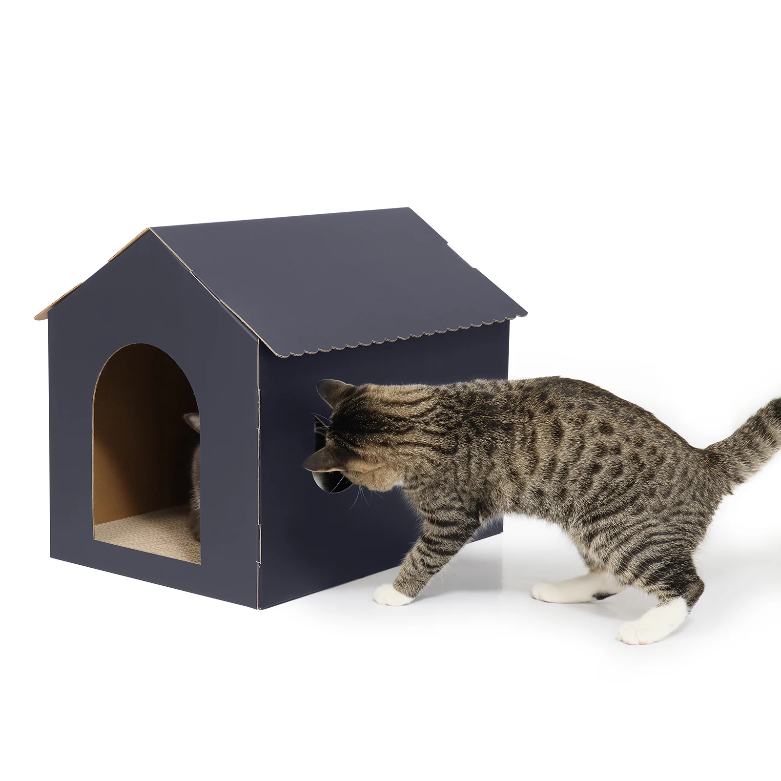house shaped cat house corrugated cardboard cat house view 08 01