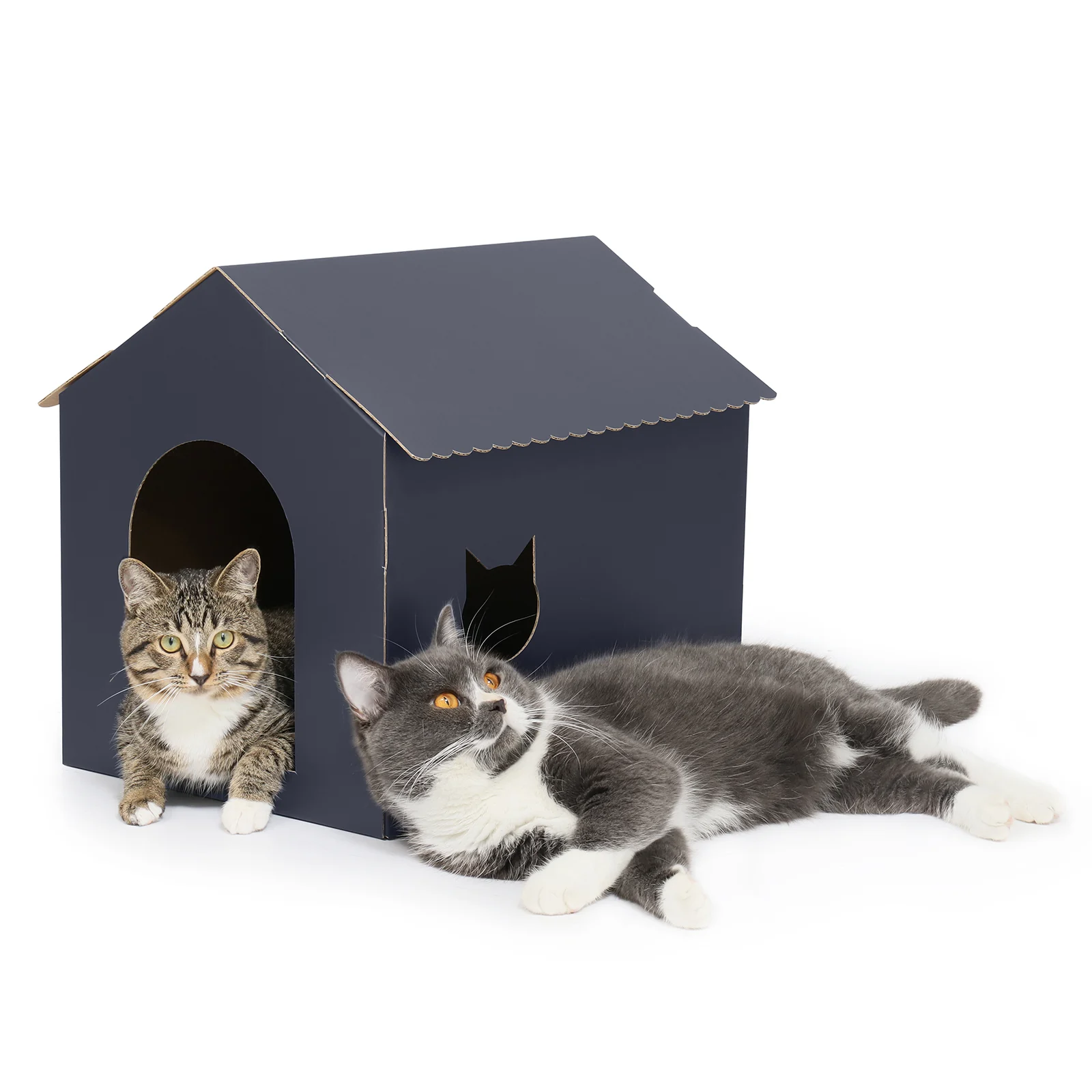 house shaped cat house corrugated cardboard cat house view 09 01