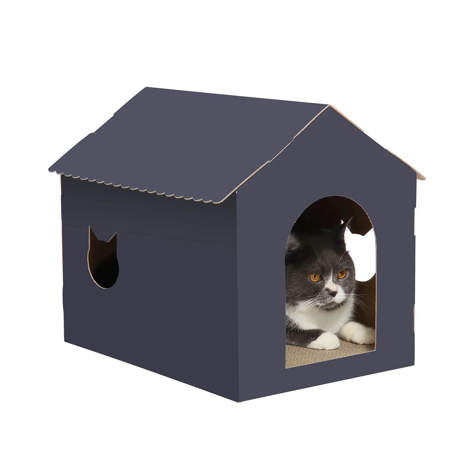 house shaped cat house corrugated cardboard cat house view 10 01