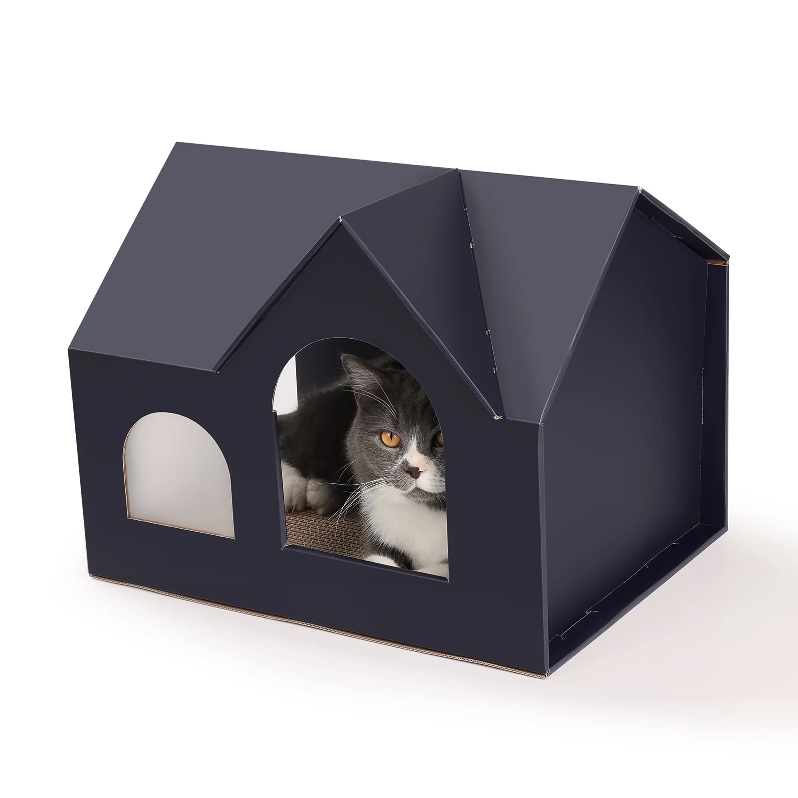 villa cat house corrugated cardboard cat house view 09 01