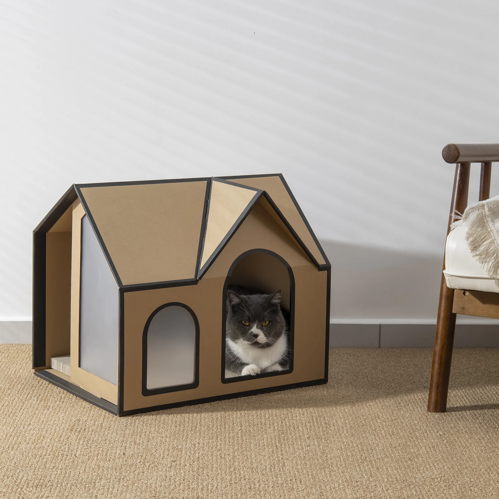 villa cat house corrugated cardboard cat house view 11 01