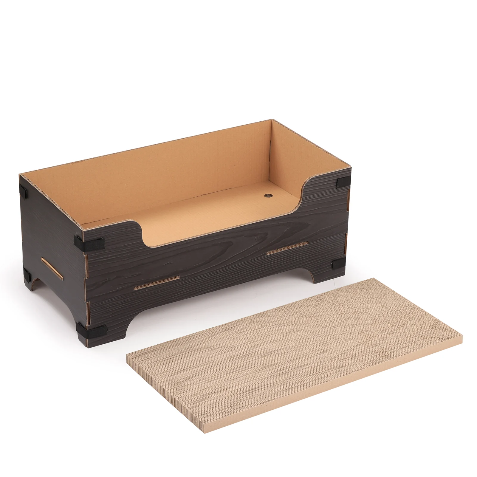 rectangle cat bed corrugated cardboard cat bed view 03 01