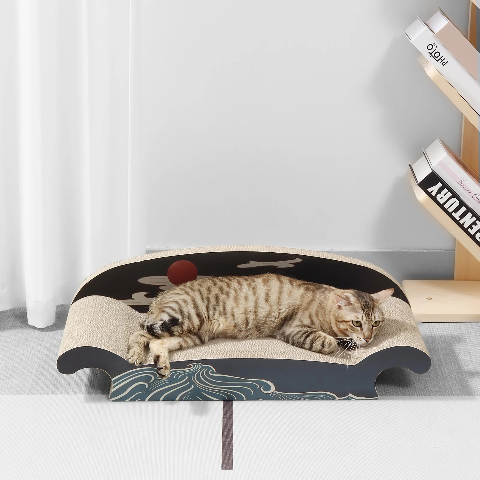 KL18 Retro Corrugated Cardboard Cat Sofa and Scratcher Bed for Indoor Cats