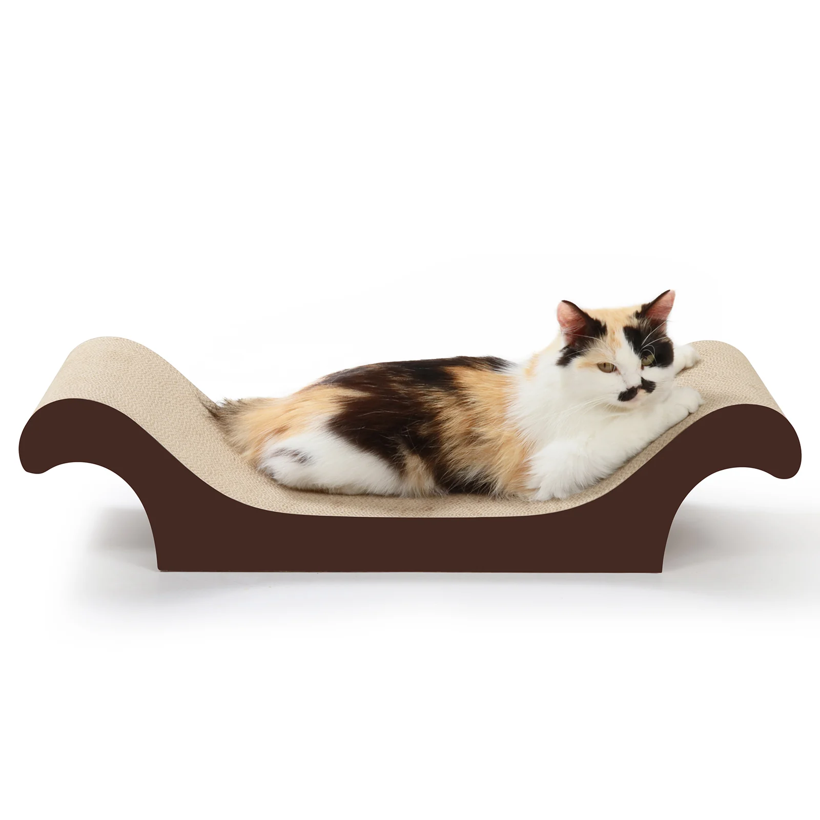 KL20 Corrugated Cardboard Tea Table Cat Bed and Extra-Long Scratcher