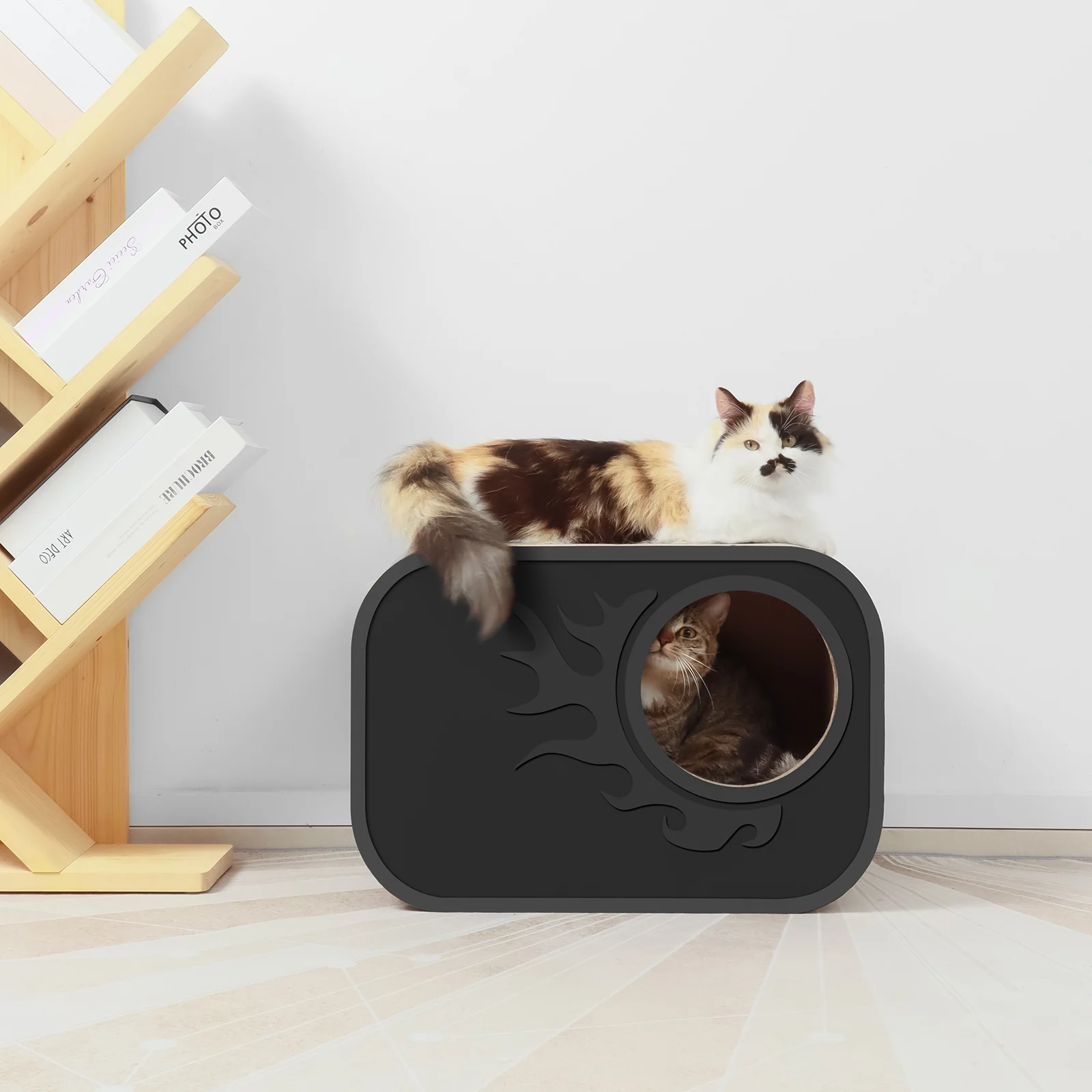 rectangle cat house corrugated cardboard cat house view 08 01