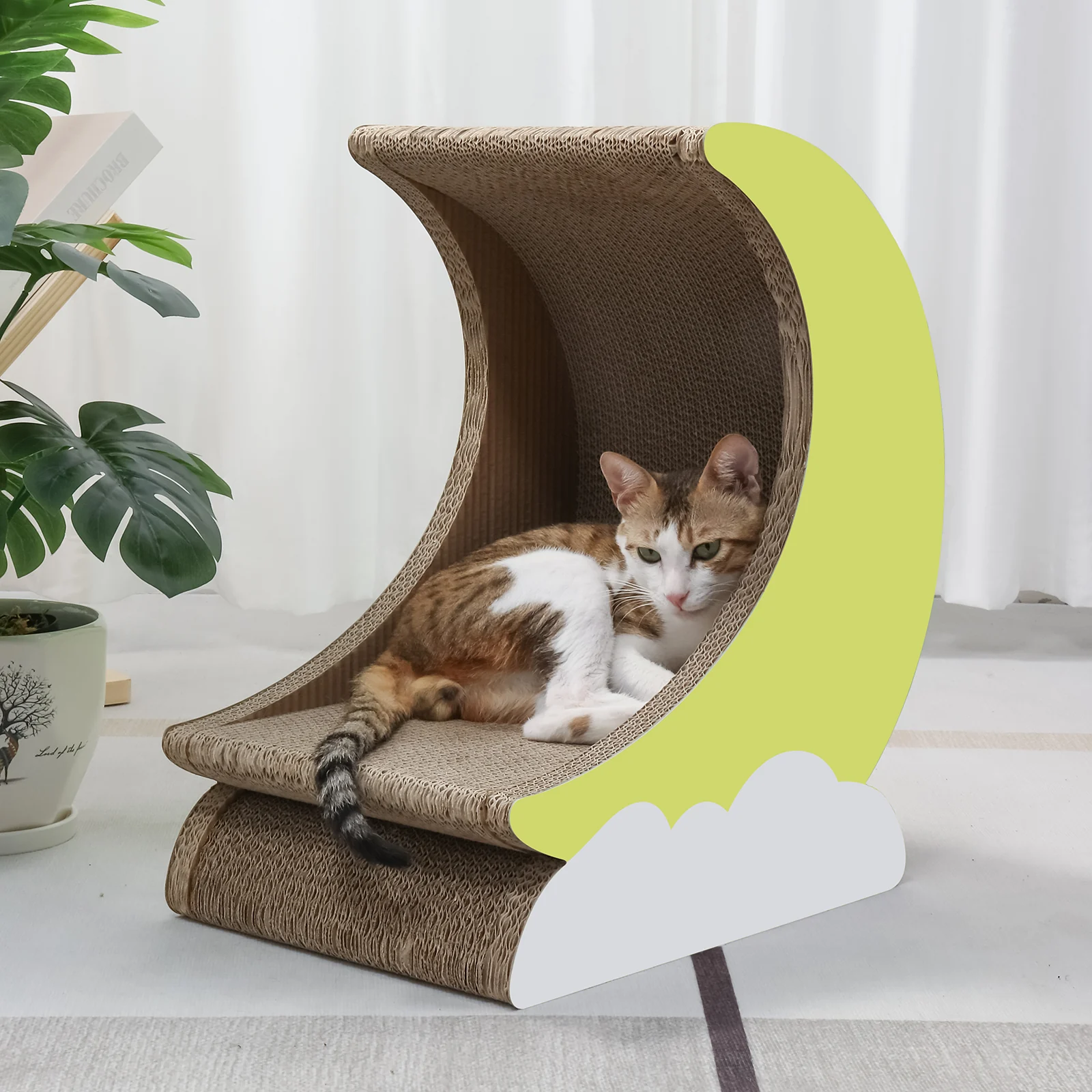 moon cat house corrugated cardboard cat house view 05 01
