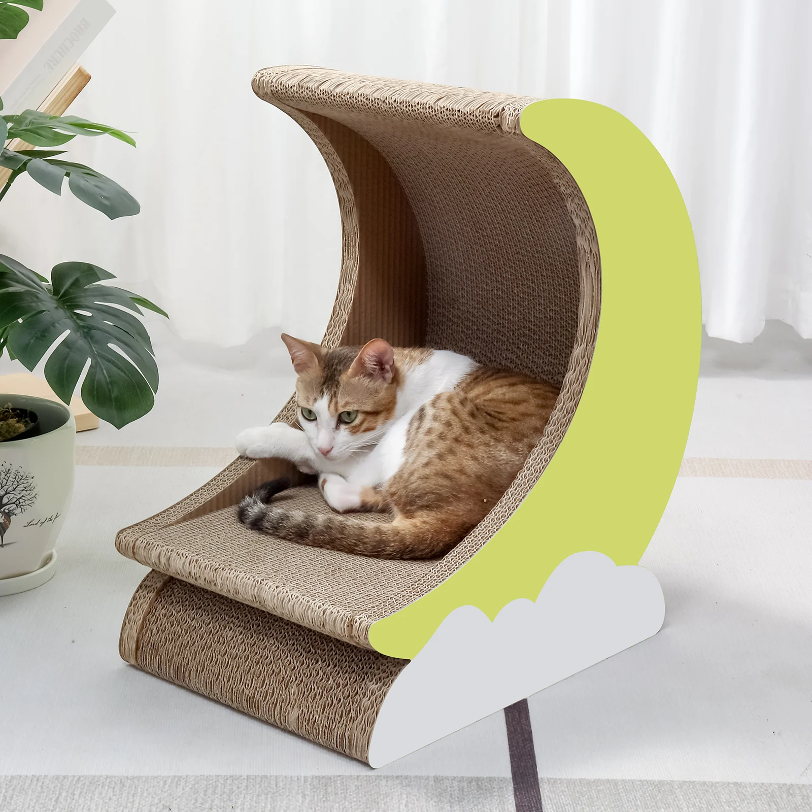 moon cat house corrugated cardboard cat house view 06 01
