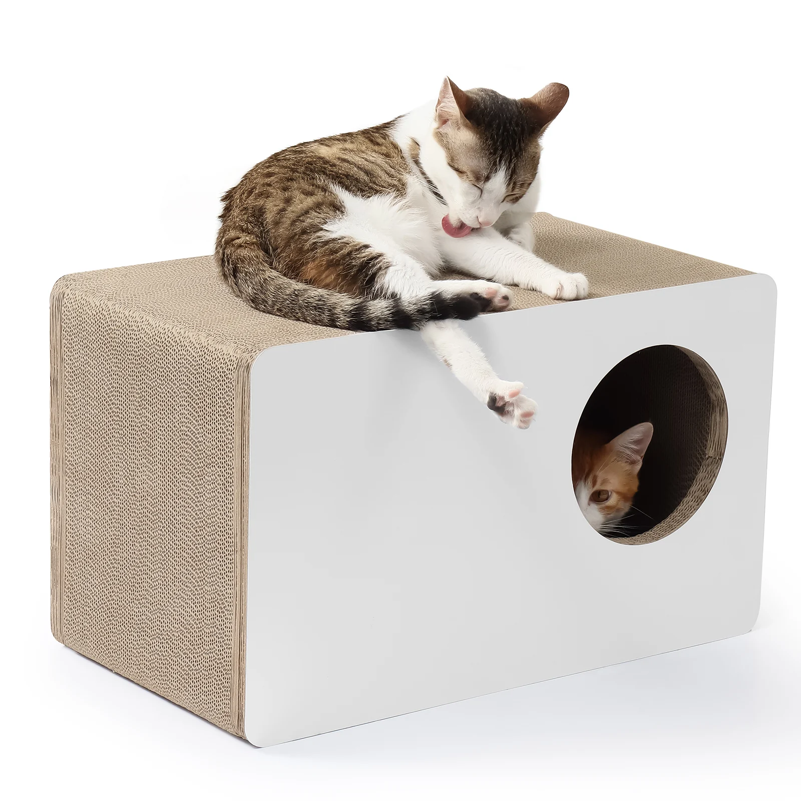 square cat house corrugated cardboard cat house view 02 01