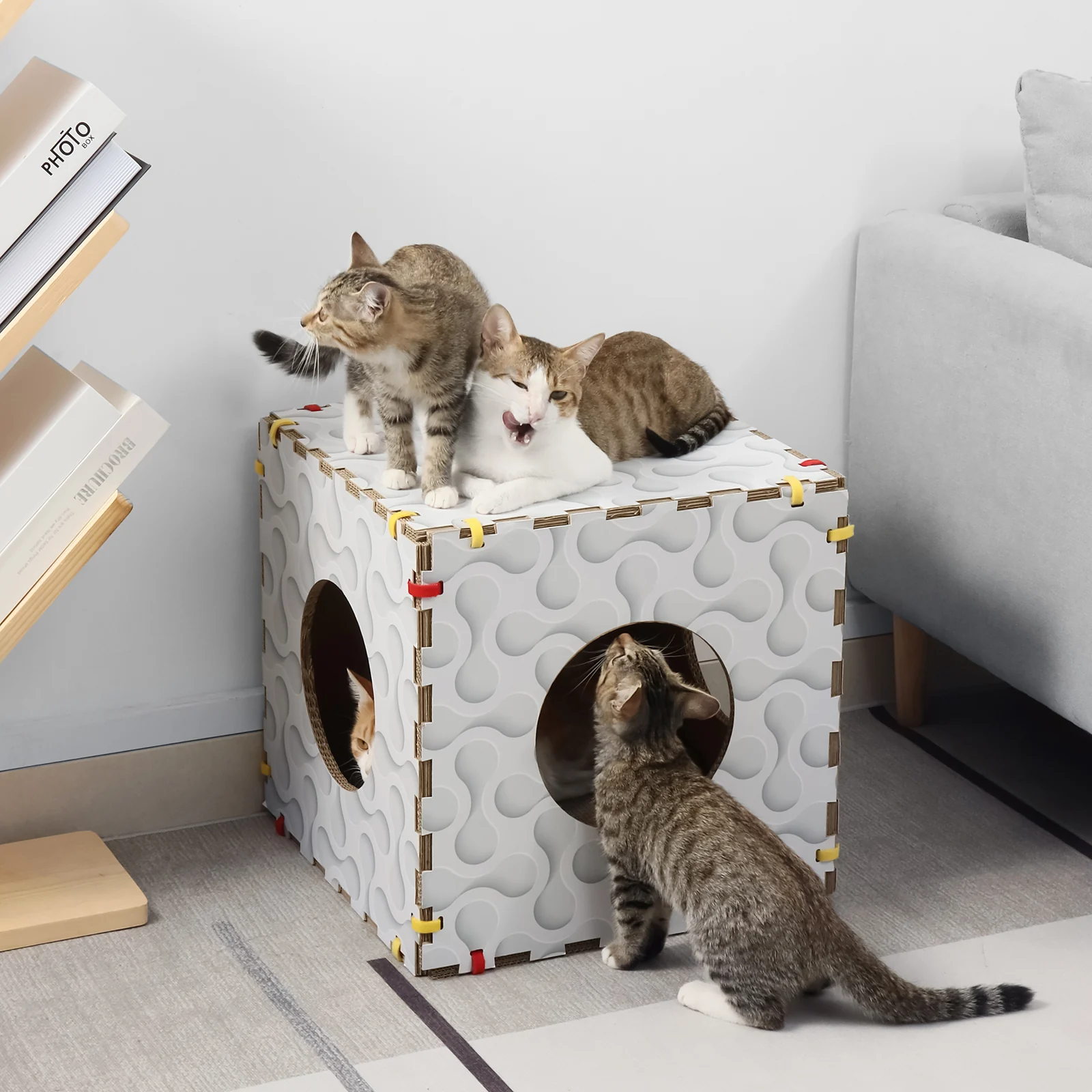 diy cat house corrugated cardboard cat house view 08 01