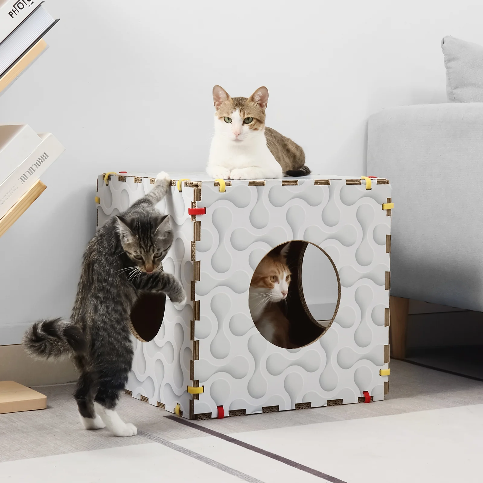 diy cat house corrugated cardboard cat house view 09 01