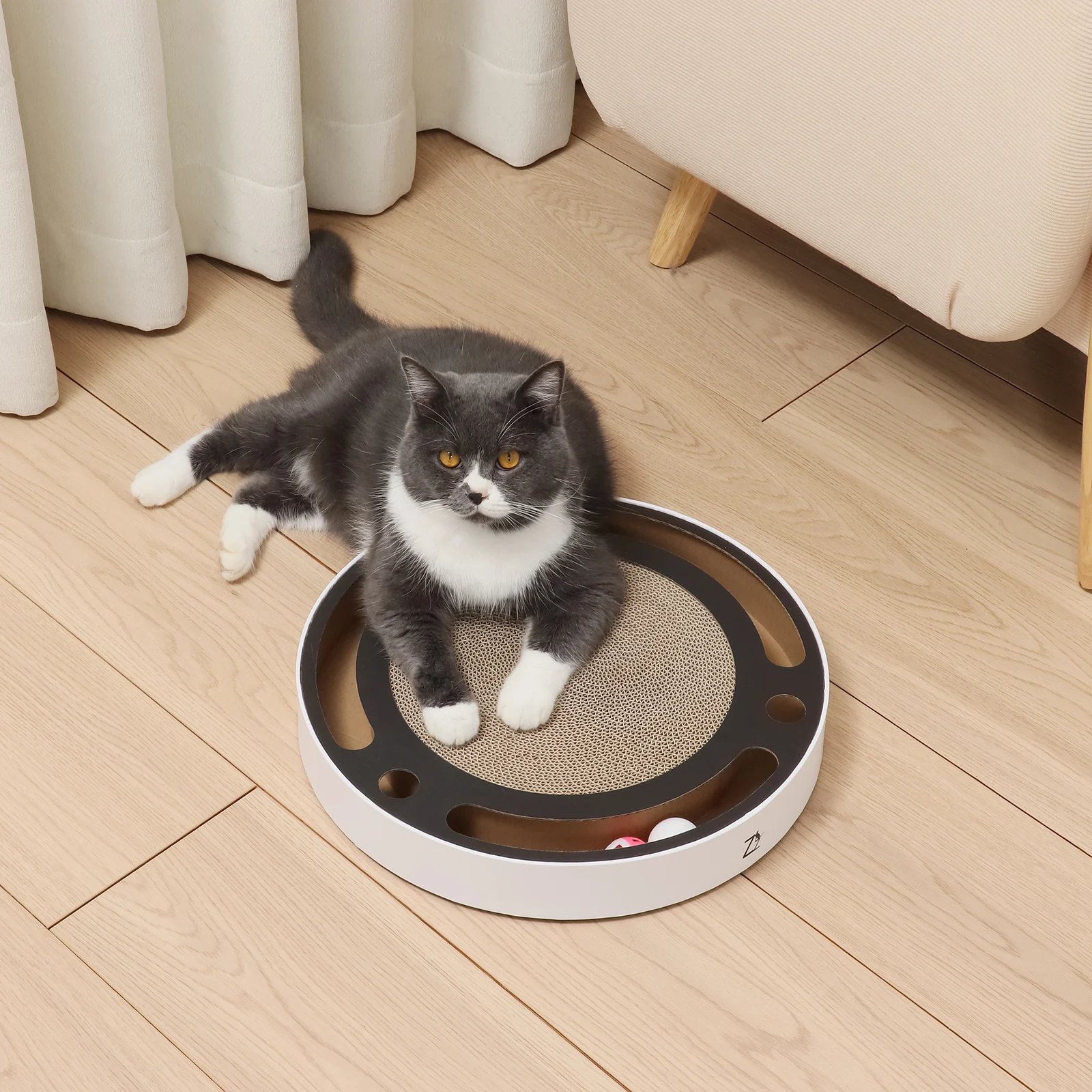 round ball track scratcher interactive corrugated cardboard cat scratcher view 07 01