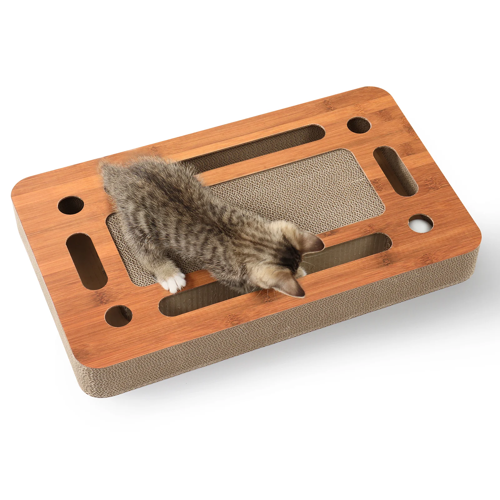 square interactive scratcher interactive corrugated cardboard cat scratcher view 04 01