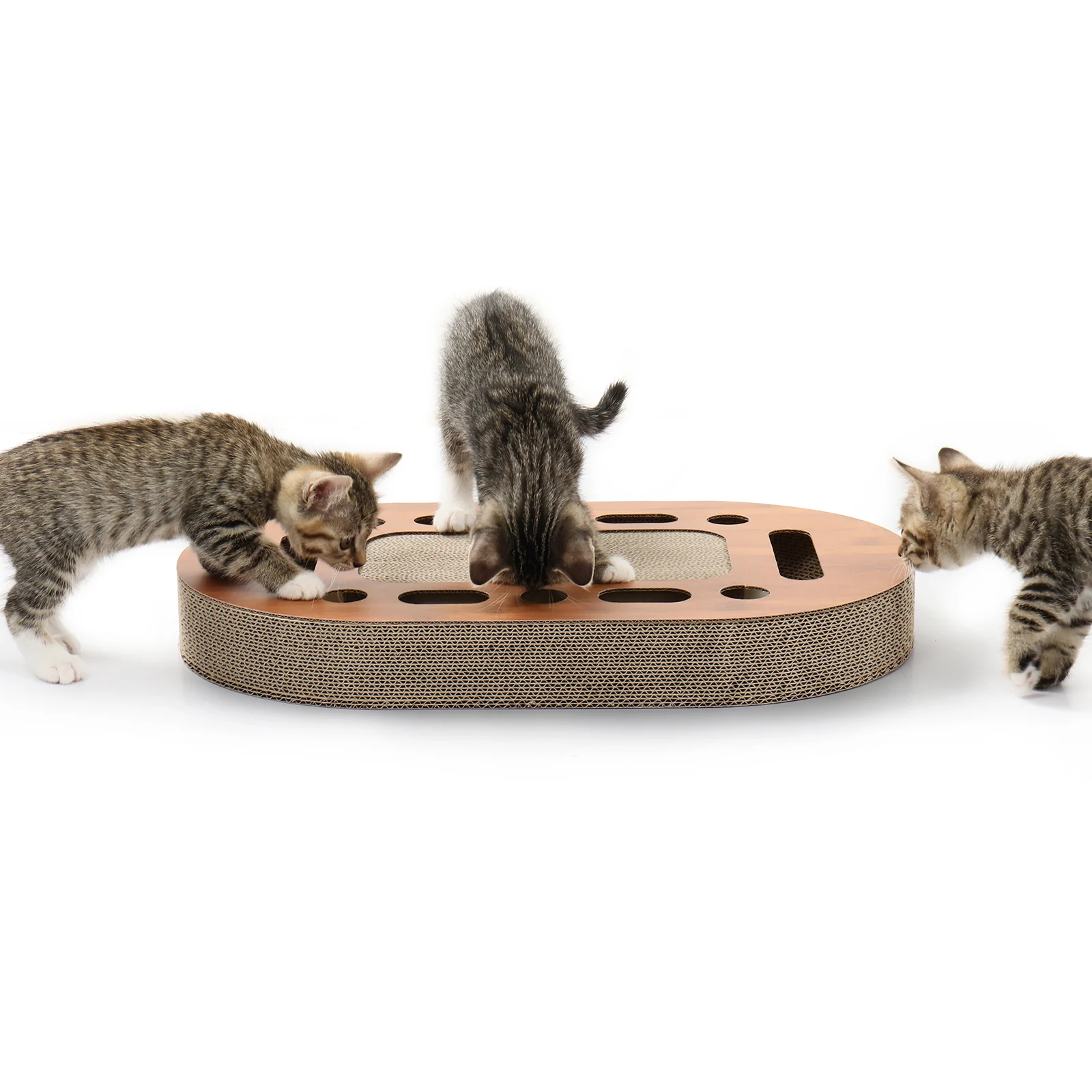 oval interactive scratcher interactive corrugated cardboard cat scratcher view 04 01