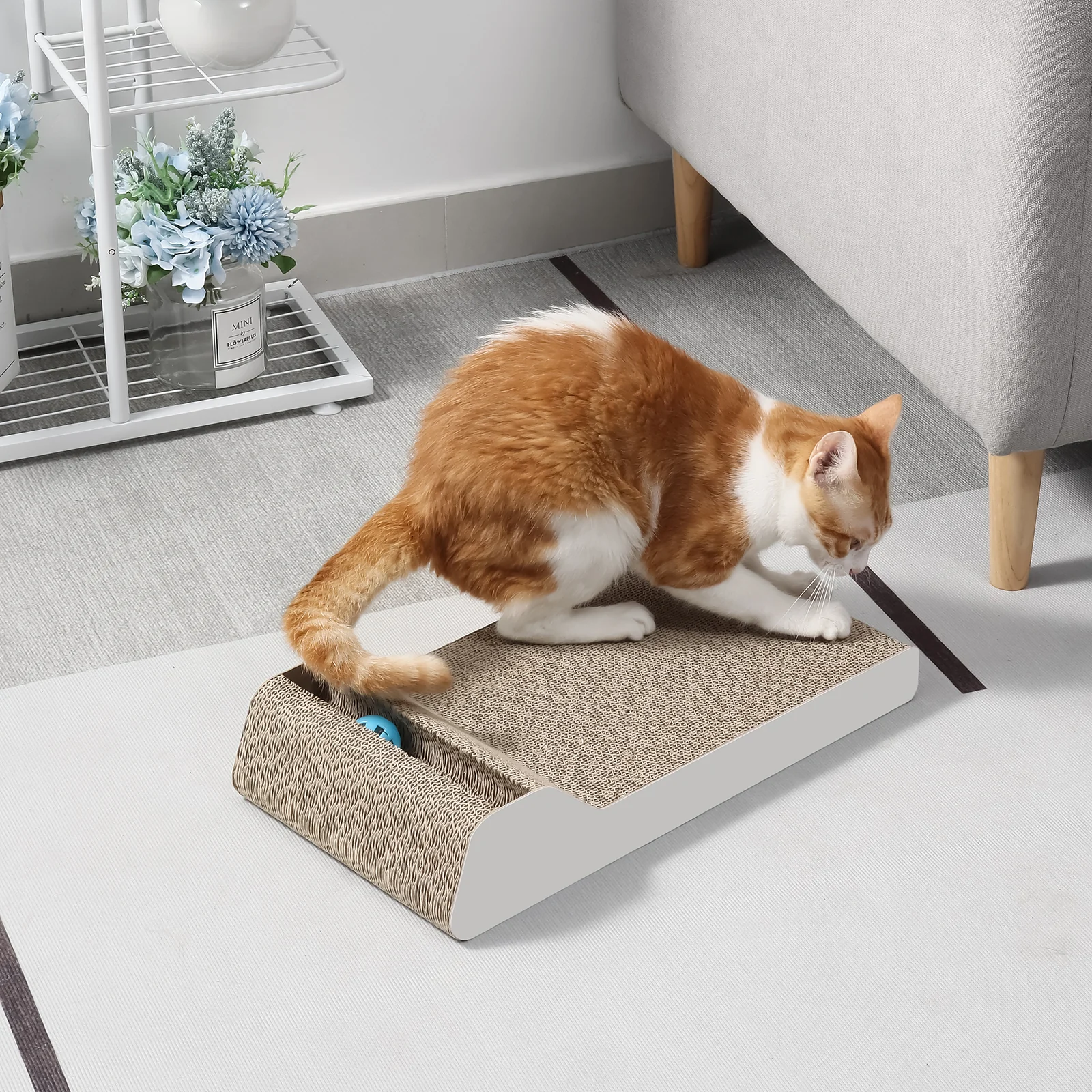 bell ball cat scratcher interactive corrugated cardboard cat scratcher view 02 01